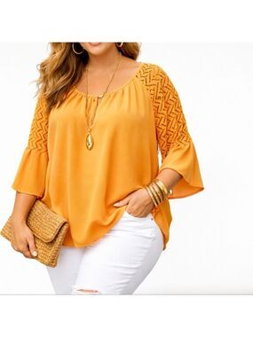 Cato Fashions Women's Blouse Orange 14/16W. C1